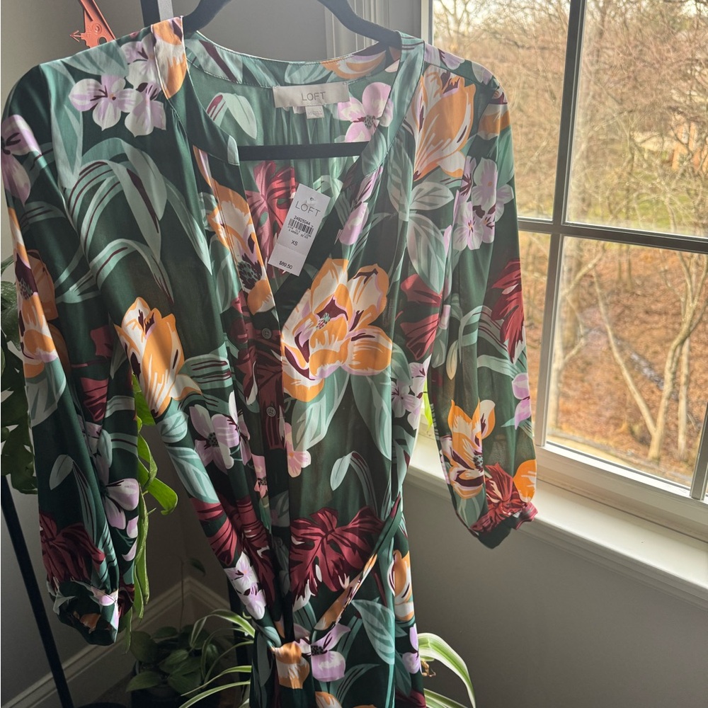 LOFT  Floral Midi Dress